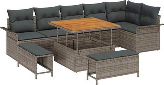 vidaXL Garden Sofa Set with Cushion with Storage 9 pcs Grey vidaXL