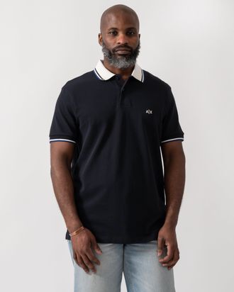 A|X Armani Exchange Mens UB101 Polo Shirt in Dark Blue Cotton - Size X-Large