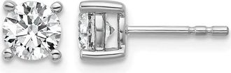 Diamond2Deal 14k White Gold 1 1/5 ct Round Lab Grown Diamond Stud Earrings VS Clarity, D-E Color