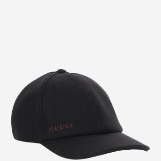 Gucci Mens Wool Baseball Cap With Adjustable Strap Black Hat