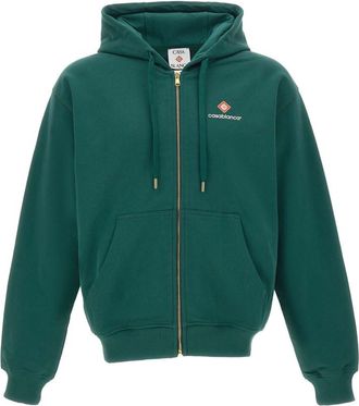 Casablanca Green Logo Zip-Up Hoodie