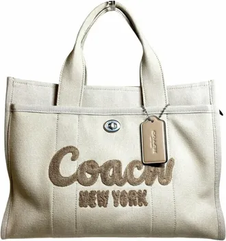 Coach Beige Canvas Shoulder Bag Tote Bag (Pre-Owned)