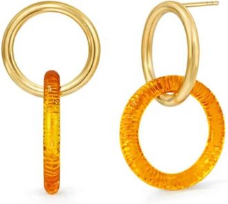 Gold & Honey Womens Double Drop Lucite Earrings In Honey