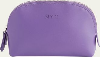 Royce Leather Monogrammed Compact Leather Cosmetic Bag