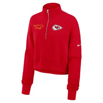 Nike Kansas City Chiefs Phoenix Nike Womens NFL Cropped 1/4-Zip Crew in Red | 01N965N7G-DJR