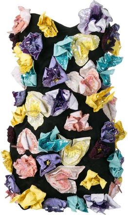 The Attico Strapless mini-jurk met bloemenapplicaties - Dames - Feestkleedjes - Veelkleurig - S - Katoen - Kleedjes