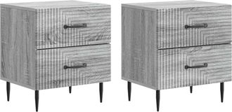 vidaXL Armario De Noche 2 Uds. Gris Sonoma 43 X 34,5 X 47,5 Cm Vidaxl