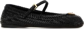 Prada Womens Ballet Flat Black Leather