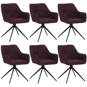 Hhg Hhg - Nunca Usado] Lote De 6 Sillas De Comedor 983, Apoyabrazos De Silla De Cocina, Giratoria Con Retorno Autom&aacute;tico, Tela/textil (270g/m&sup2;), Burdeos