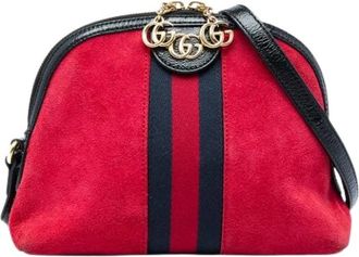 Gucci Pre-owned Vintage Suede Crossbody Bag - Dames - Vintage Schoudertas - Rood - ONE Size - Leer - Vintage