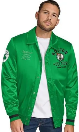 Tommy Jeans Mens Tommy Jeans Kelly Green Boston Celtics Jacob Chain Stitch Applique Full-Snap Varsity Jacket at Nordstrom, Size Xx-Large