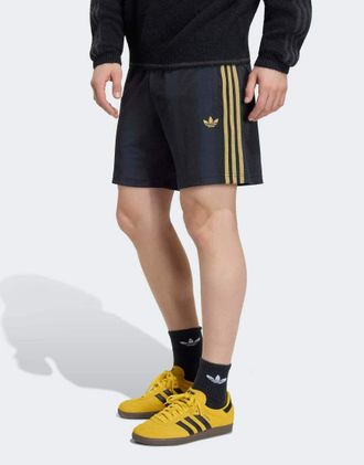 adidas Originals adicolor - Pantaloncini jacquard neri/oro scuro-Nero