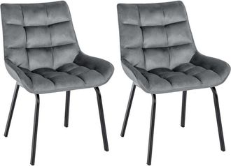 Clp Lote De 2 Sillas De Comedor Saranda Gris Oscuro Terciopelo