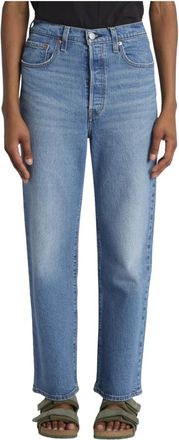 Levi's Ribbed Cage Straight - Dames - Regular Fit Jeans - Blauw - W32 - Katoen - Jeans
