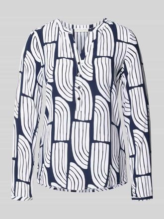 Christian Berg Wellen-Print Schlupfbluse aus Viskose in Dunkelblau, Gr&ouml;&szlig;e 34