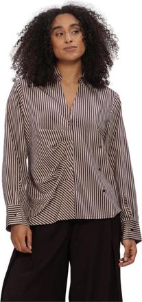 Summum Blouse Two Tone Stripe - Dames - Overhemden - Veelkleurig - XL - Overhemden
