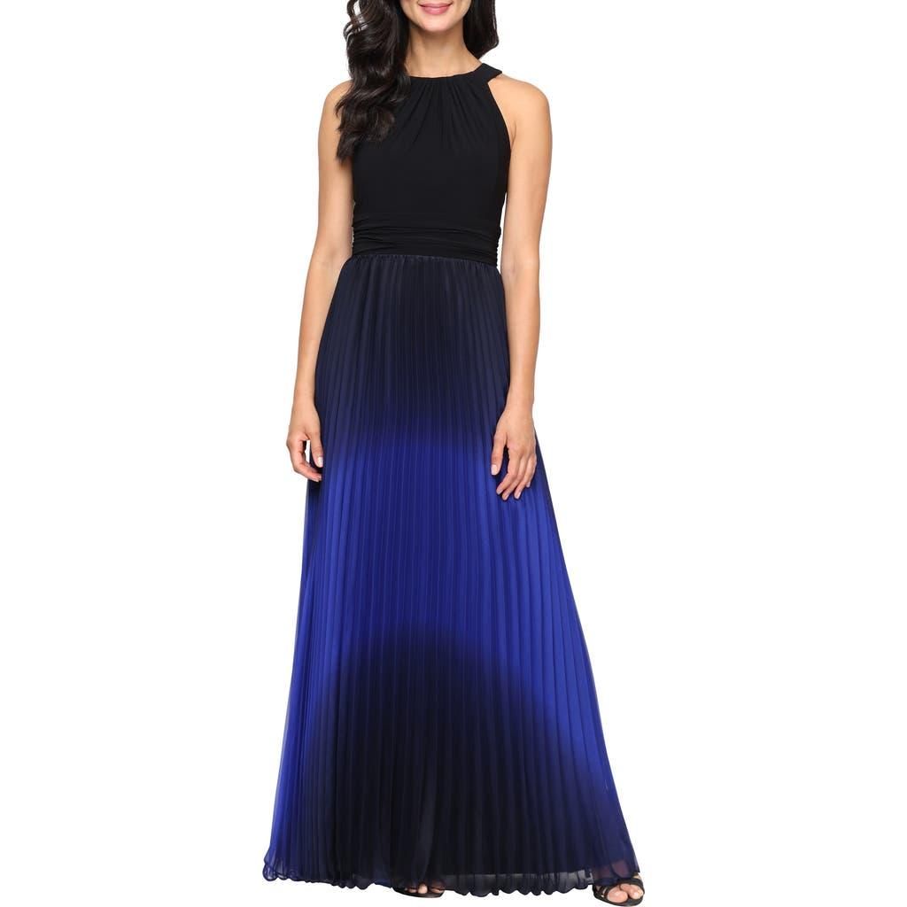 sl fashions evening dresses Sl Fashions Ombre Satin Bow Sash Gown - Black Silver main image 0