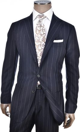 Sartorio Midnight-Blue/ Grey Pinstripe Virgin-Wool Suit