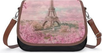 Generic E-iffel Tower in Paris Spring Womens Leather Crossbody Bags with Adjustable Strap Casual Printed Shoulder Handbag