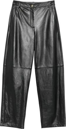 Max Mara Leather Pant - female - Max Mara Studio - Leather Trousers - Black - XS - Trousers