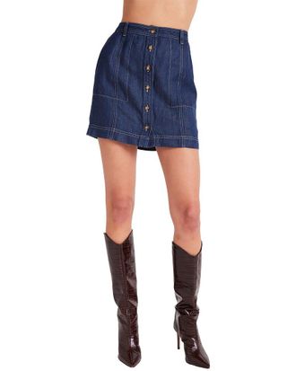 Bella Dahl Seamed Button Front Linen-Blend Skirt