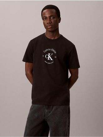 Calvin Klein Jeans Calvin Klein Mens Varsity Crest Logo Graphic Tee - Black - 2XL