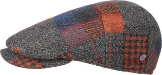 Lierys Merino Patchwork Flat Cap Italian Wool Unisex Fall Winter Made in Italy Grey