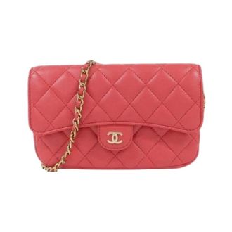 Chanel Pre-owned Timeless Classic Lamsleer Telefoonhoesje - Dames - Pre-owned - Rood - Maat: ONE Size Leer