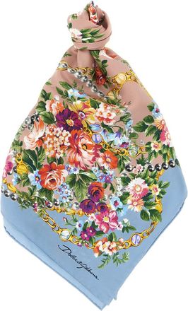 Dolce & Gabbana Light Blue Floral Printed Scarf