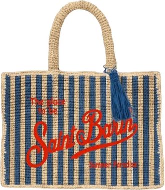 MC2 Saint Barth Tassen, unisex, Veelkleurig, ONE Size, Rieten Mini Vanity Tas met Strepen