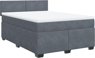 vidaXL Cama Box Spring Con Colch&oacute;n Terciopelo Gris Oscuro 140x190 Cm Vidaxl