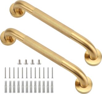 No Brand Barras De Apoyo Para Ba&ntilde;o Doradas De 30 Cm (12 Pulgadas), Barras Antideslizantes De Acero Inoxidable 304 De 3,2 Cm (1,25 Pulgadas) De Di&aacute;metro, 2 Piez