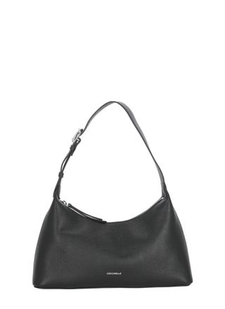 Coccinelle Textured Leather Shoulder Bag with Adjustable Strap and Embossed Logo