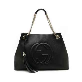 Gucci Tassen, Dames, Zwart, ONE Size, Leer, Zwarte leren handtas Soho-model