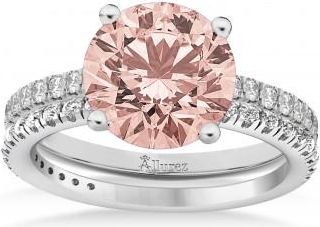 Allurez Morganite & Diamond Round-Set Semi-Eternity Bridal Set Platinum (2.37ct)
