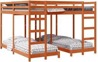 vidaXL Triple Bunk Bed Frame Wax Brown 200 x 200 cm Solid Pine Wood vidaXL