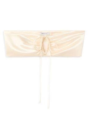 Mango Satin Crop Bandeau Top in Beige at Nordstrom, Size Medium