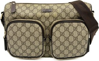 Gucci Beige Dark Brown Pvc Leather Shoulder Bag (Pre-Owned)