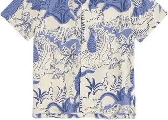 OAS Mens Mystea Rocco Short Sleeve Shirt In White/blue