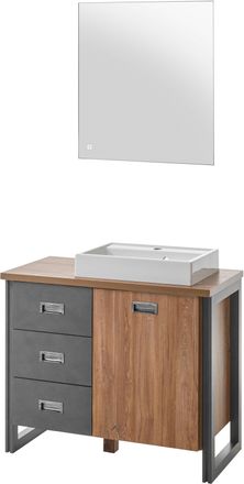HOME AFFAIRE Badmöbel-Set »Detroit, Bad im Industrialdesign, inkl. LED, 2-teiliges Badezimmer« 2 Stk. tlg