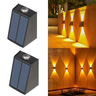 OEM Juego De 2 Luces Solares Para Exteriores, Iluminaci&oacute;n Ambiental Decorativa Para Patio Y Jard&iacute;n, Aplique De Pared Impermeable, Iluminaci&oacute;n Hacia Arriba