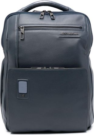 Piquadro Akron leather backpack - men - Polyester/Calf Leather - OS - Blue