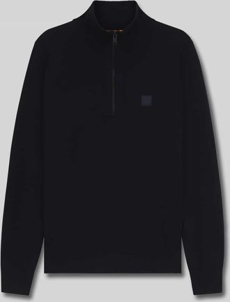 Boss Orange by Hugo Boss BOSS Orange Regular Fit Troyer aus Baumwoll-Kaschmir-Mix Modell KANOBIX_S in Dunkelblau, Größe XXL