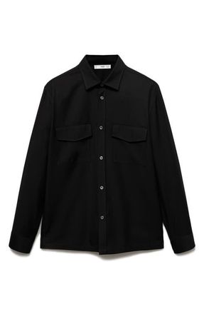Mango Overshirt in Black at Nordstrom, Size Medium