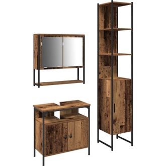 vidaXL Vidaxl - Juego De Muebles De Ba&ntilde;o 3 Pcs Madera Vieja 33 X 33 X 185.5 Cm