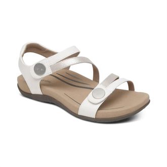 Aetrex Womens Jess Adjustable Quarter Strap Sandal In White