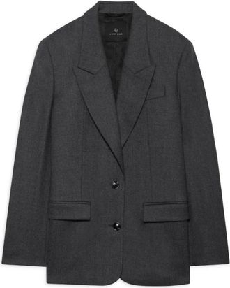 Anine Bing Ross Single-breasted Blazer - Dames - Blazers - Grijs - L - Wol - Jassen