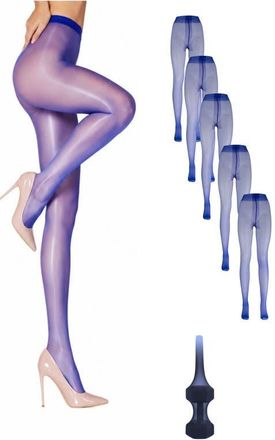 Lechery 5-Pack Glossy Semi-Sheer Opaque Ladder Resistant Party Evening Tights for Women in Blue at Nordstrom, Size Small/medium