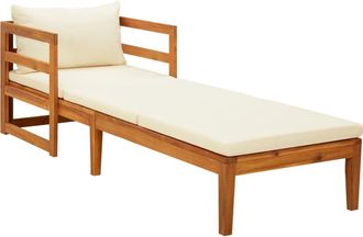 vidaXL Tumbona Con Cojines Crema Madera Maciza De Acacia Vidaxl