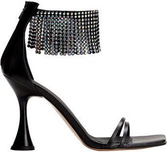 8 by YOOX LEATHER SANDALS WITH RHINESTONE EMBELLISHMENT